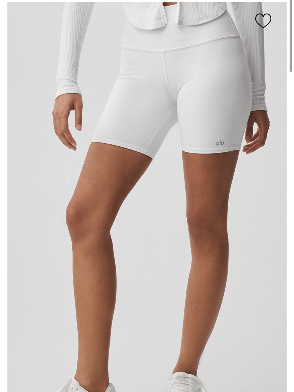 ALO Yoga White High-Rise Bike Shorts